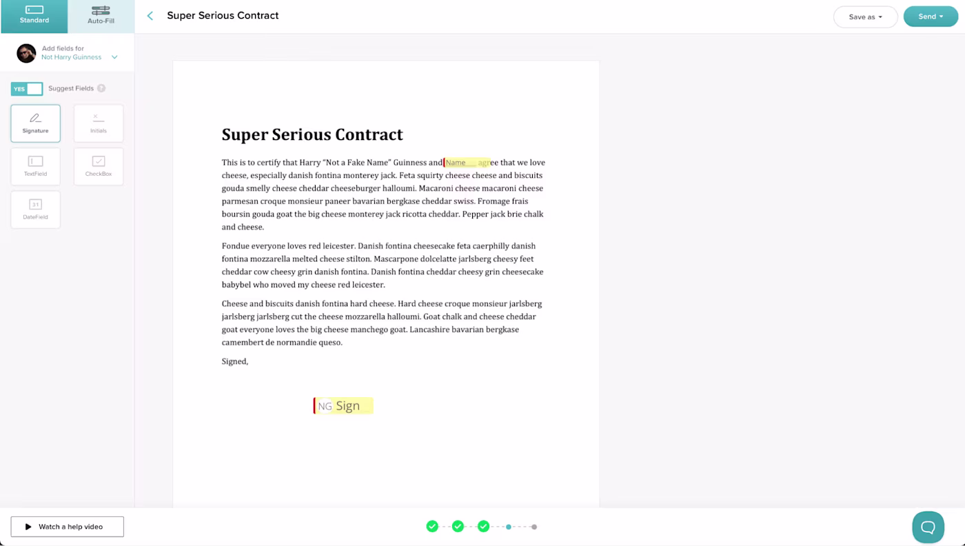SignWell e-signature tool dashboard